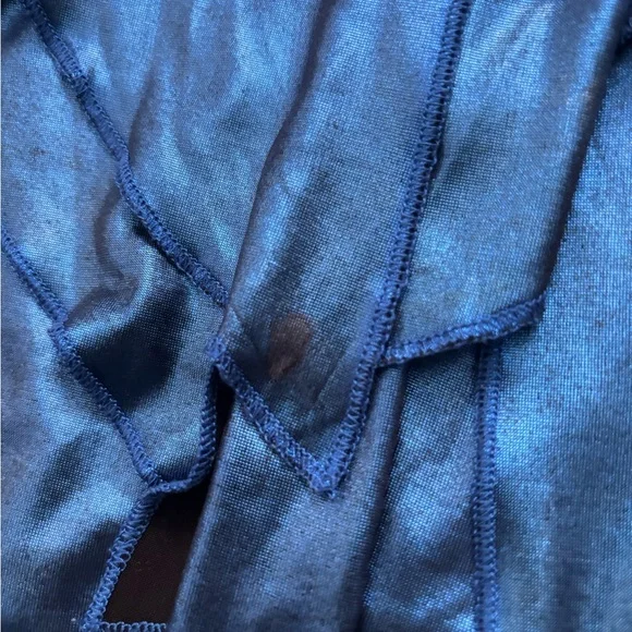 Revamped Blue Satin Ruffle Top - Picture 3 of 11